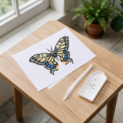 Flutter By diamond painting kit: swallowtail butterfly canvas in a reading nook