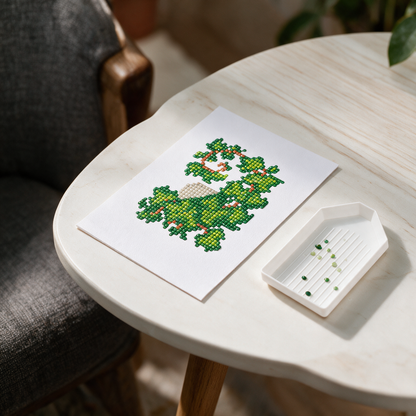 Tropical Maximalist diamond painting kit: vine canvas on a side table