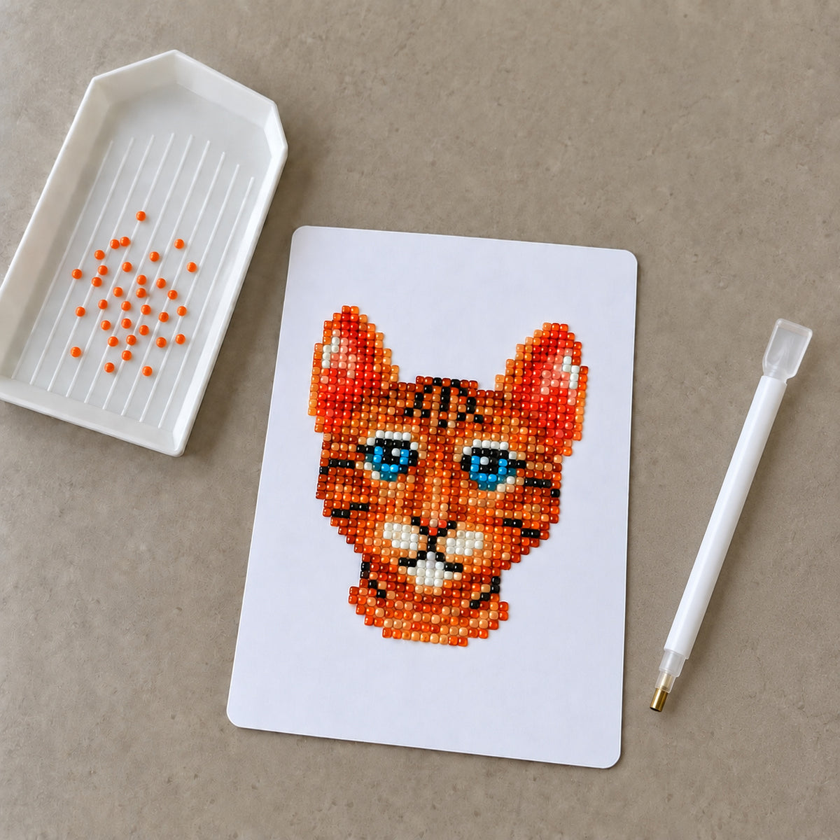 Cat Club diamond painting kit: orange tabby cat portrait canvas