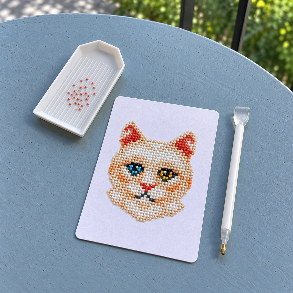 Cat Club diamond painting kit: white cat portrait canvas