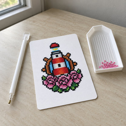Flash & Ink diamond painting kit: lighthouse tattoo flash canvas