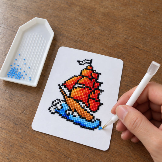 Flash & Ink diamond painting kit: sailing ship tattoo flash canvas